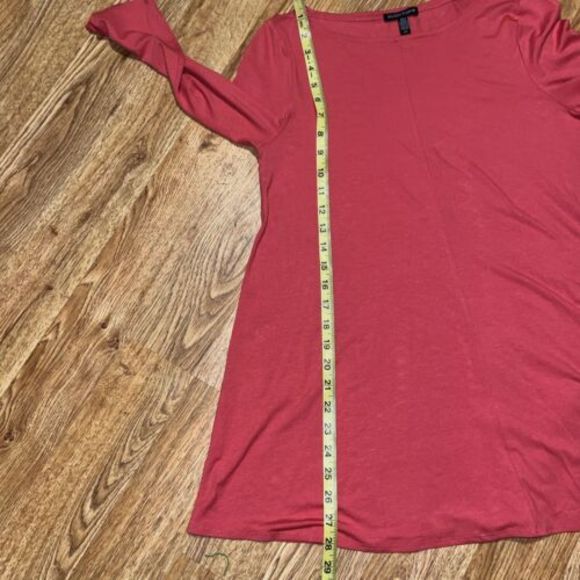 Eileen Fisher Small Asymetric Tunic Top 3/4 Sleeve Knit Melon Viscose Spandex - Picture 5 of 5